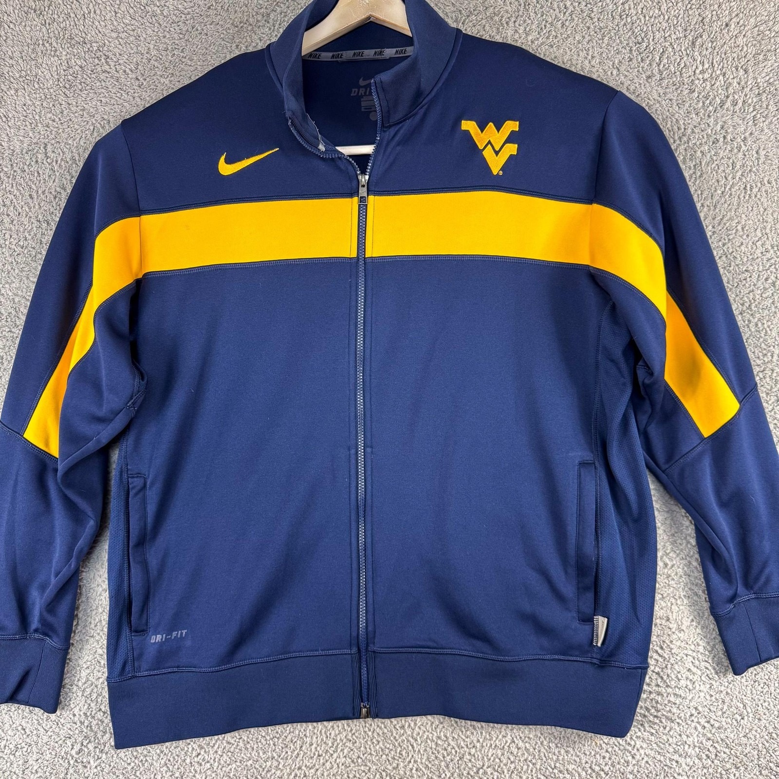 West Virginia Mountaineers Jacket Mens Xl Blue Ncaa Football Dri Fit Nike